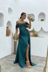 New Arrival Off-the-Shoulder Sleeveless Mermaid Evening Party Gowns Long Slit Online