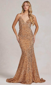 Sequin V-Neck Evening Dress