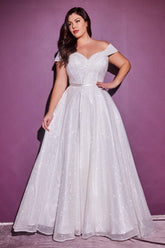 Off Shoulder Long Plus Size Wedding Dress