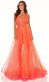 Plunging V Neck Tulle Dress