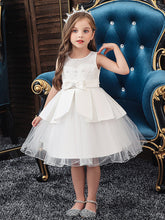 Short A-Line Tulle Satin Jewel Neck Wedding Party Communion Dresses