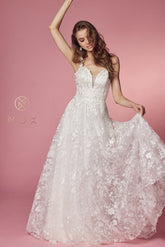 Sleeveless A-Line Long Wedding Gown