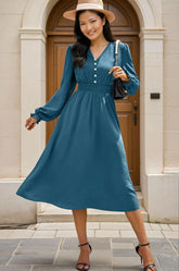 Flounce Sleeve Midi Work Dress