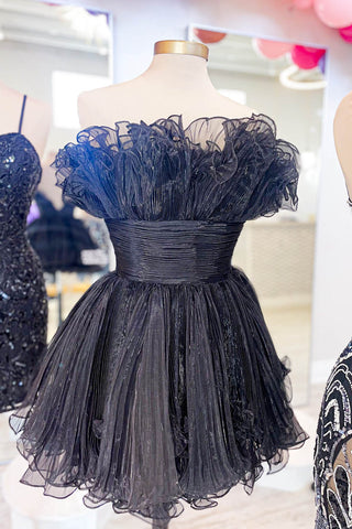 A-Line Strapless Ruffled Short Homecoming Dress