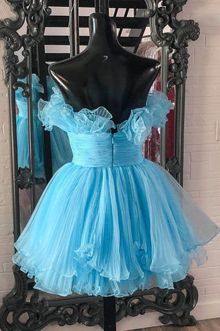 A-Line Strapless Ruffled Short Homecoming Dress