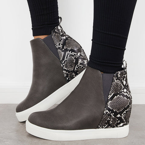 Slip on Hidden Wedge Sneakers Platform Wedge Booties