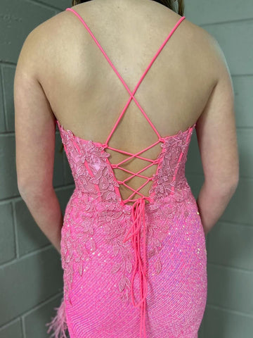 Mermaid V Neck Backless Tight Long Prom Dress With Slit