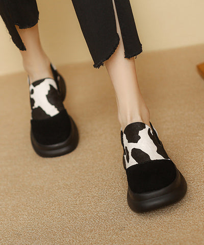 2024 New White Horse Hair Splicing Platform Loafer Shoes