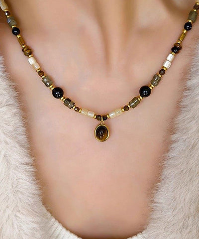 Original Design Luxury Tiger's Eye Agate Pendant Necklace