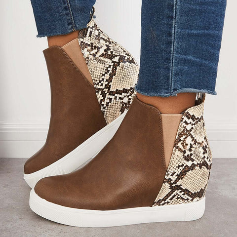 Slip on Hidden Wedge Sneakers Platform Wedge Booties