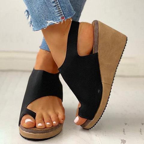 Cork Wedge Platform Sandals Slingback Ankle Strap Sandals
