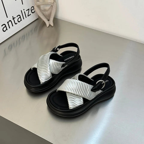 Designer Summer Open Toe Women Sandals Fashion Soft Sole Platform Flats Shoes Outdoor Casual Office Lady Sandalias