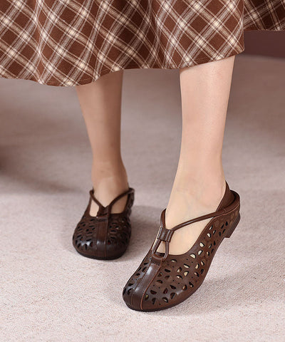 Beige Schuhe für Plattfüße, Rindsleder, modische, ausgehöhlte Schuhe für Plattfüße