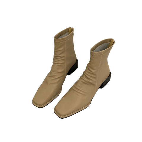 - High heel boots Women's shoes Martinin boots 2024new winter boots square ankle boots mid-leg Chelsea ankle boots