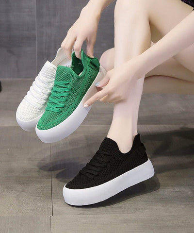 Atmungsaktive Mesh-Schnürschuhe zum Spleißen in Grün für Plattfüße
