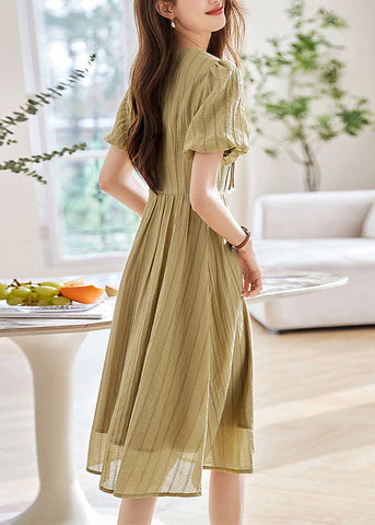 Fashion Green V Neck Patchwork Long Dresses Summer