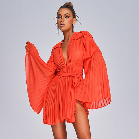 Robe de soirée taille empire en mousseline de soie drapée 