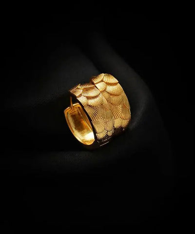 Fine Gold Copper Alloy Fish Scale Hoop Earrings