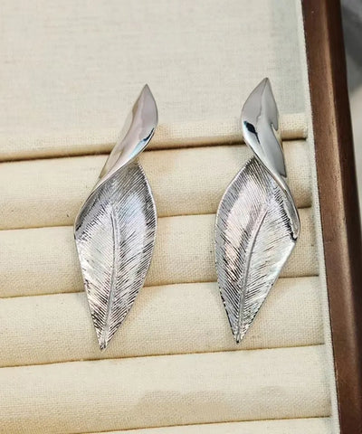 Silver Leaves Metal Earrings
