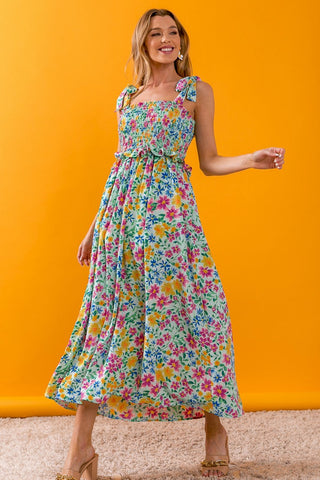 Floral Ruffle Trim Summer Cami Dress