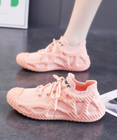 Lässige beige atmungsaktive Mesh-Damen-Flachschuhe
