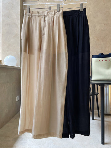 High-Waisted Pleated See-Through Loose Sun-Protection Trousers Casual Pants Bottoms