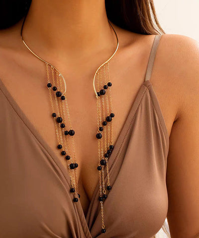 Cross-border Jewelry Exaggerated Gratuated Bead Necklace