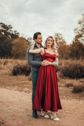 Straps Sweetheart Burgundy Prom Dress Sleeves Online