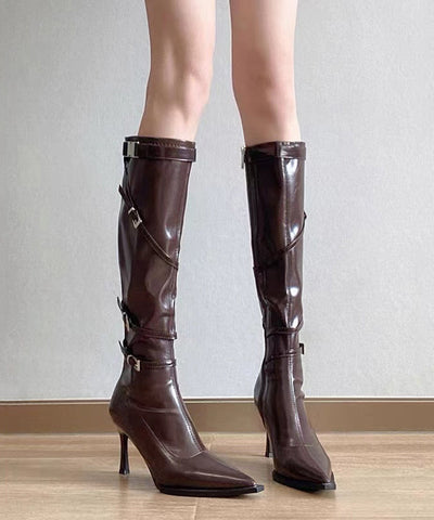 Style Brown Heel Boots Pointed Toe