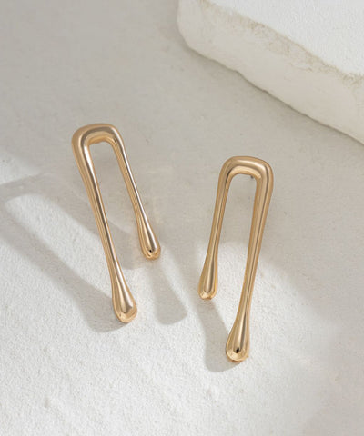 Unique Gold Metal Overgild Water Droplet Hoop Earrings