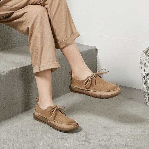Women Spring Retro Soft Leather Casual Shoes