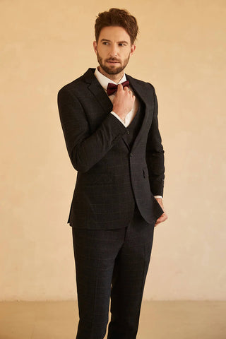 Schwarzer Hochzeitsanzug mit Revers und einem Knopf für Männer