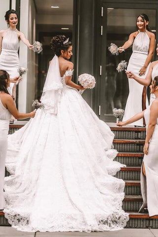 Off-the-Shoulder Princess Wedding Dress With Appliques