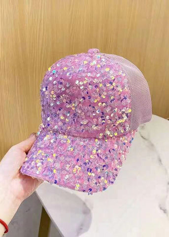 Schicke, atmungsaktive Baseballkappe mit rosa Pailletten