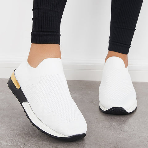 Lässige Slip-on-Strick-Loafters, atmungsaktive Wanderschuhe