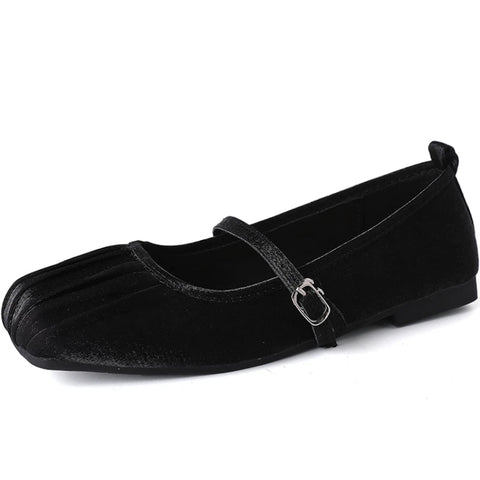 2024 Designer Women Mary Jane Shoes Fashion Ladies Square Toe Flats Shoes Soft Sole Flat Heel Dress Ballet Shoes