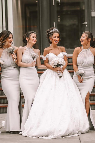 Off-the-Shoulder Princess Wedding Dress With Appliques