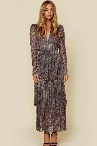 Fashionable long skirt, elegant commuting black printed high waist long skirt dress