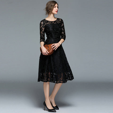 Spring Fashion England Style Luxury Elegant Slim Ladies Party Dress