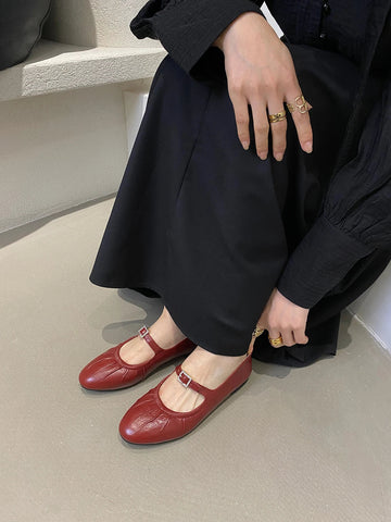 Round Toe Women Loafers 2024 New Arrivals Fashion Casual Low Flat Heeled White Brown Black Red Shallow Slip On Mary Janes 35-39