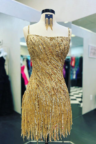 Sparkly Sheath Spaghetti Straps Fuchsia Sequins Short Homecoming Dress with Criss Cross Back