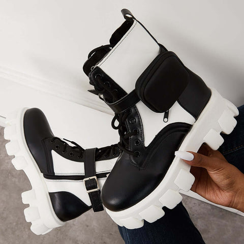 Chunky Platform Combat Ankle Boots Goth Lug Sole Booties