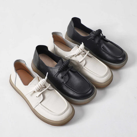 Echtes Leder Sneakers Frauen 2024 Neue Lace-up Frauen Loafers Casual Flache Kuh Sehne Sohle Krankenschwester Schuhe Frauen