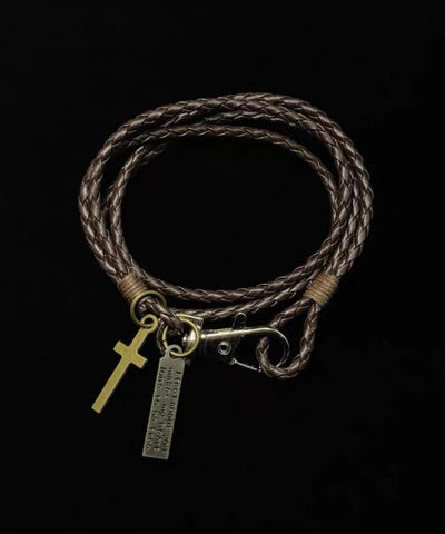 Retro Layering Braided Rope Stainless Steel Charm Bracelet