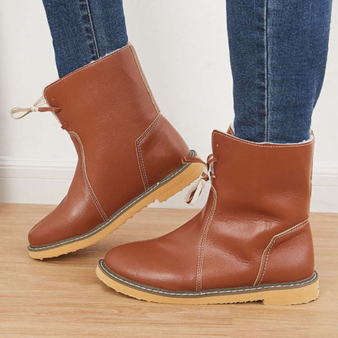 Warm Cotton Lined Snow Ankle Boots Wide Width Flat Booties