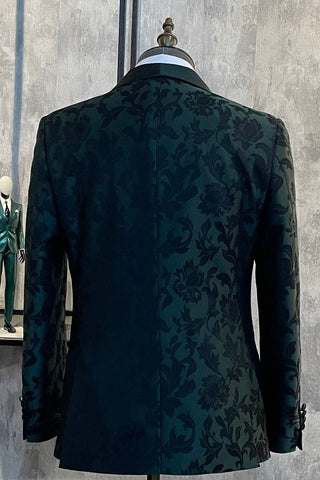 Dark Blue Peak Lapel Men's Prom Blazer