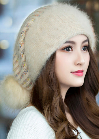 Vielseitige Herbst- und Winter-modische Beige The Rabbit Wool Strickmützen