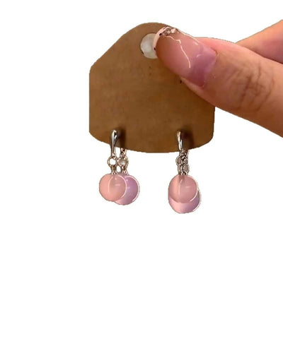 Brief Pink Copper Alloy Resin Hoop Earrings