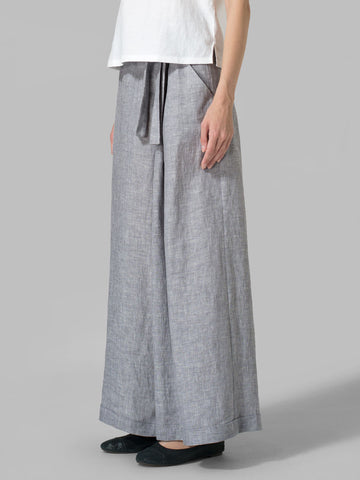 Cotton Linen Wide Leg Long Pants
