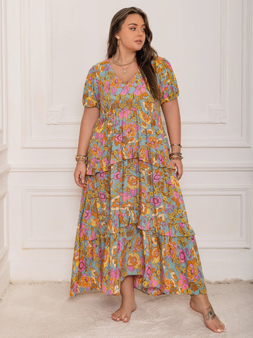 Plus Size Tiered Ruffled Resort Maxi Dress